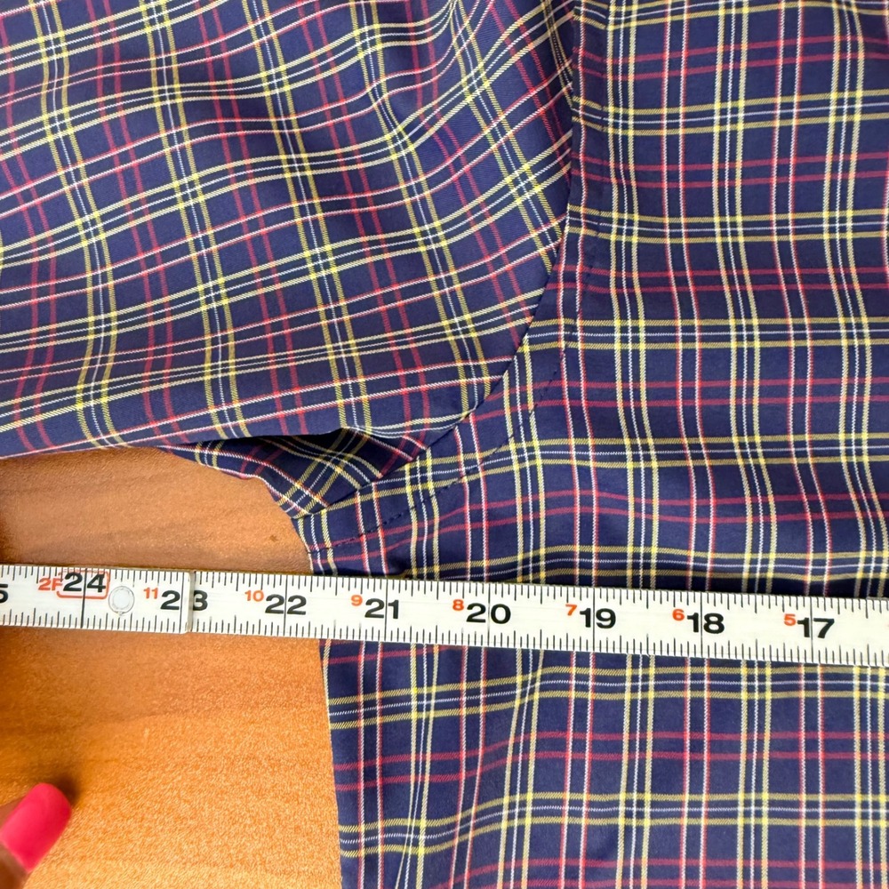 UNTUCKit Talty Mens Medium Navy Plaid Button Down Shirt Regular Fit - Picture 5 of 7